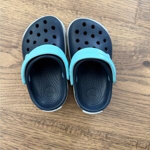 CROCS Kids Navy with Aqua Strap Clogs